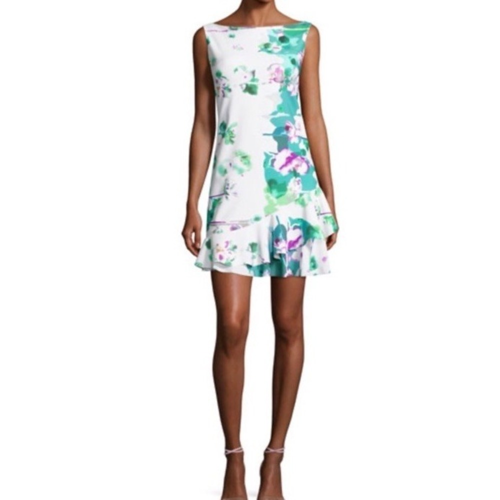 Chiara Boni Floral Artsy Art To‎ Wear Print Bali Off Shoulder Mini Dress 46 14 L
